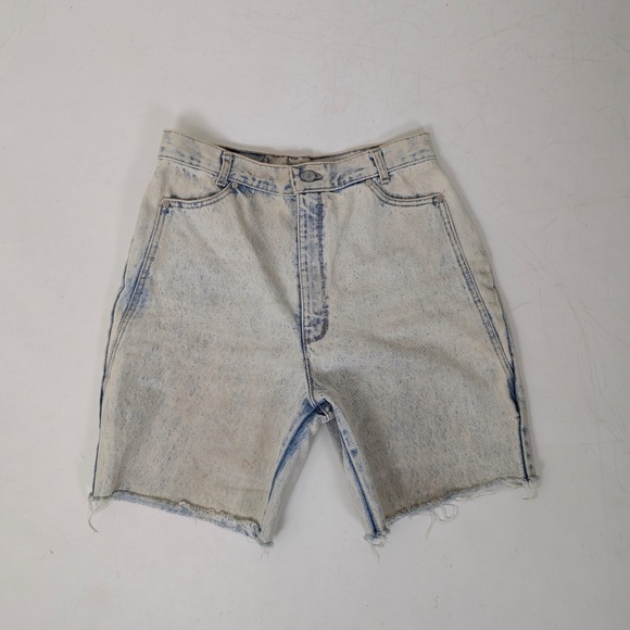 80s Stone Washed Denim Shorts Cut Offs High Rise Bleached Vintage Bermuda - Picture 3 of 12